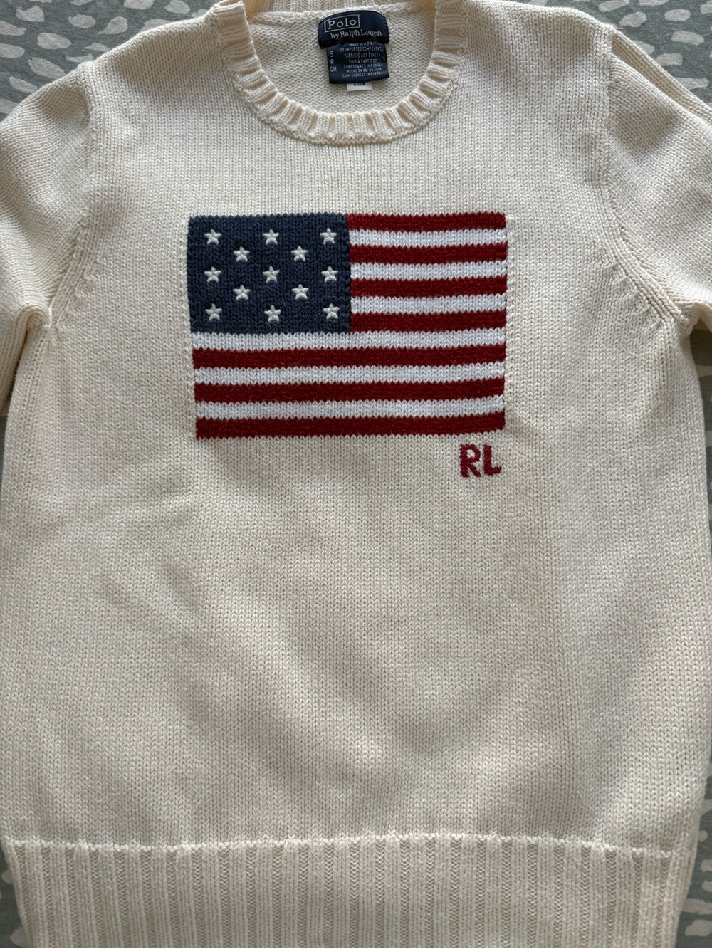 Ralph Lauren Cream American Flag Sweater - Picture 2 of 4